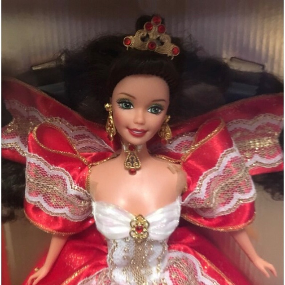 Nib Red Barbie Christmas Happy Holiday Special Edition 1997 Anniversary Tenth View 4